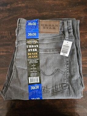 Urban Star Men’s Relaxed Grey Denim Jeans - 36x30